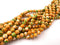 Orange Green Turquoise Jade Gemstone Beads, 8mm, Round